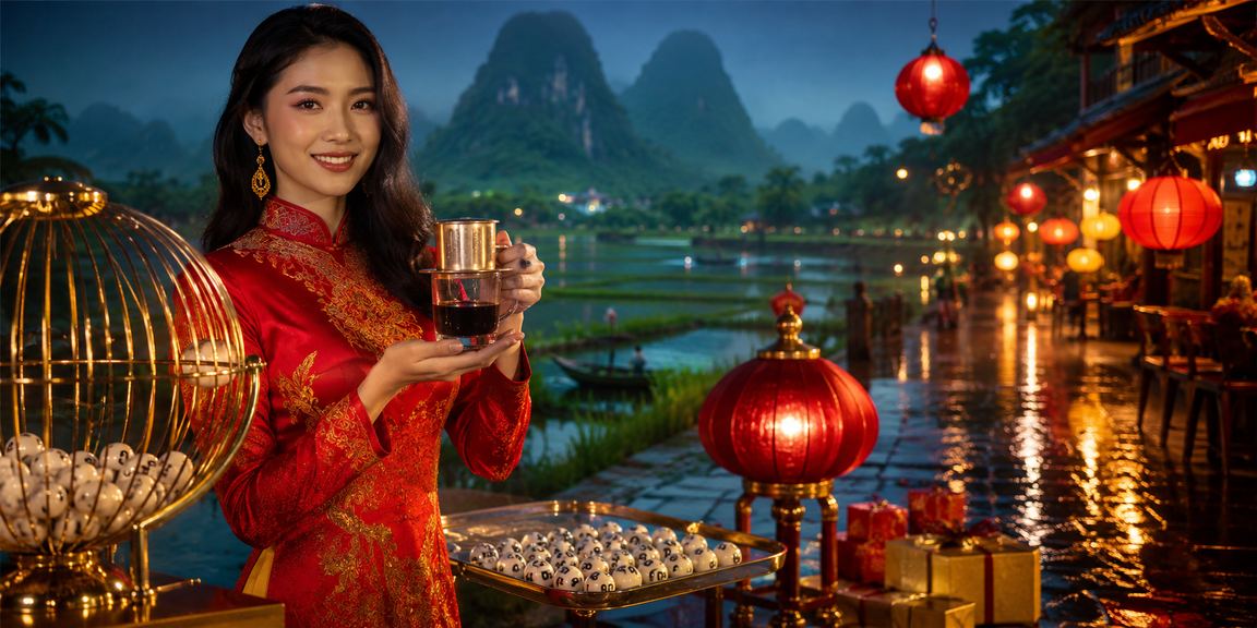 Người chơi xổ số điện toán thư giãn tại quán cà phê Ninh Bình với điện thoại